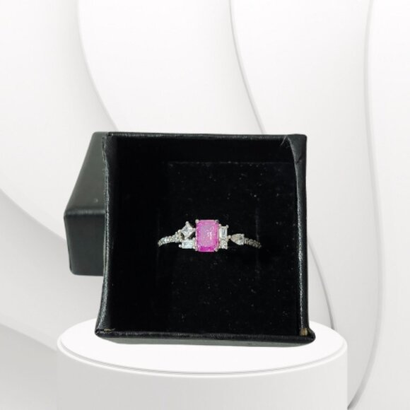 BP STERLING CLUB LAB CREATED ROSE ICE CRYSTAL RING (Size 8) - Picture 5 of 7